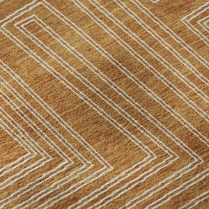 HomeRoots 5' X 8' Modern Rust and Ivory Geometric Area Rug - Washable, UV Protected, Stain-Resistant Design 682003