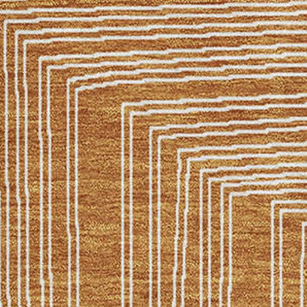 HomeRoots 8' X 10' Stylish Rust and Ivory Geometric Area Rug - Washable, UV Protected, Perfect for Families! 682005