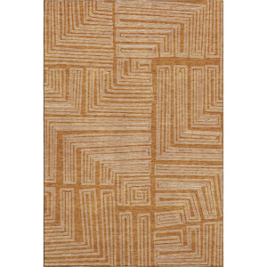 HomeRoots 9' X 12' Stylish Rust and Ivory Geometric Washable Area Rug with UV Protection for Family Homes 682006