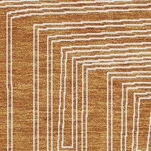 HomeRoots 9' X 12' Stylish Rust and Ivory Geometric Washable Area Rug with UV Protection for Family Homes 682006