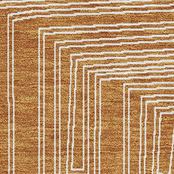 HomeRoots 9' X 12' Stylish Rust and Ivory Geometric Washable Area Rug with UV Protection for Family Homes 682006