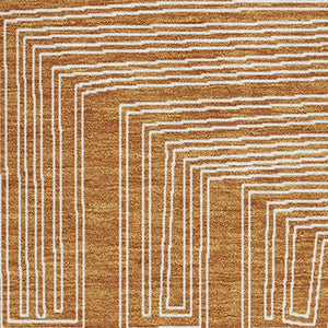 HomeRoots 9' X 12' Stylish Rust and Ivory Geometric Washable Area Rug with UV Protection for Family Homes 682006