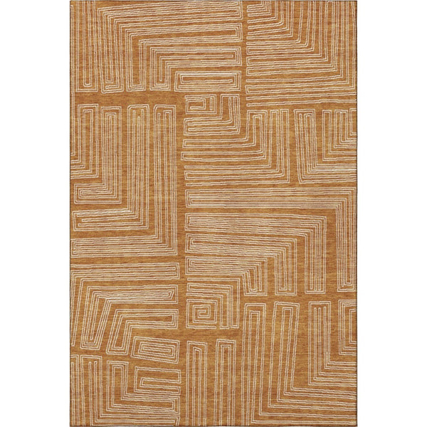 HomeRoots 10' X 14' Stylish Rust and Ivory Geometric Area Rug - Durable, Washable, UV Protected for Homes 682007
