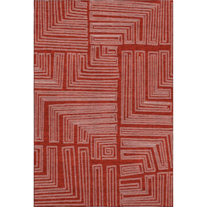 HomeRoots 5' X 8' Red And Ivory Geometric Area Rug - Durable, Washable, UV Protected, Perfect for High-Traffic Spaces 682009