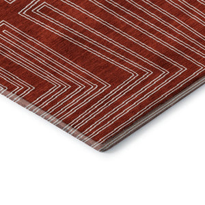 HomeRoots 9' X 12' Red & Ivory Geometric Area Rug - Washable, UV-Protected, Durable for High-Traffic Spaces 682012