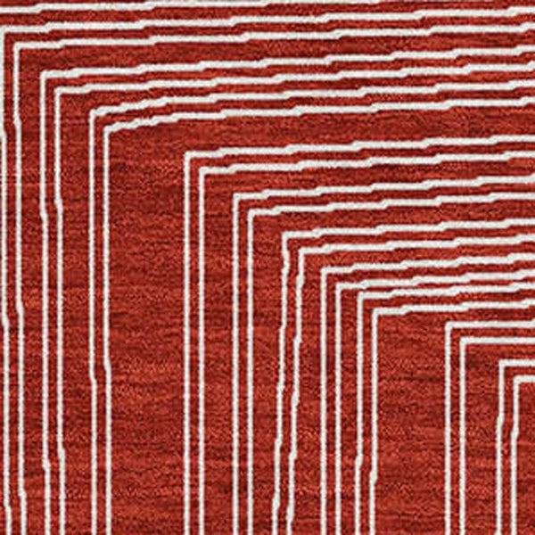 HomeRoots 10' X 14' Red And Ivory Geometric Area Rug – Washable, UV-Protected, Durable, Ideal for Family Spaces 682013