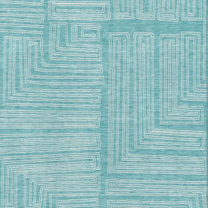 HomeRoots 10' X 14' Turquoise & Ivory Geometric Area Rug - Durable, Washable, UV Protected for Modern Spaces 682019