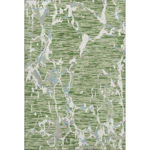 HomeRoots 10' Artichoke Green, Blue & Ivory Striped Washable Area Rug – UV Protected & Stain Resistant Style 682025