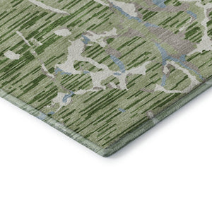 HomeRoots 10' Artichoke Green, Blue & Ivory Striped Washable Area Rug – UV Protected & Stain Resistant Style 682025