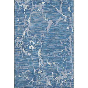 HomeRoots 9' X 12' Striped Area Rug in Blue, Ivory & Gray - Washable, UV-Protected, Stain-Resistant Design 682036
