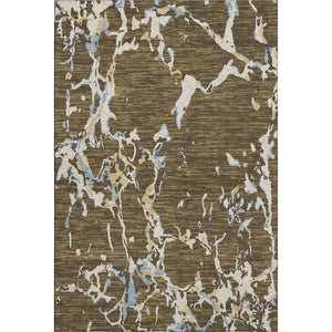 HomeRoots 8' X 10' Coffee Ivory Blue Striped Area Rug - Durable, Washable, UV Protected for Active Homes 682041