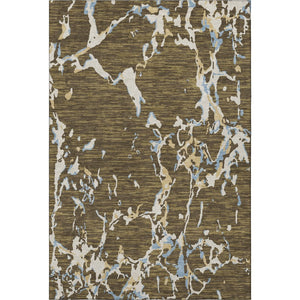 HomeRoots 10' X 14' Coffee Ivory And Blue Striped Washable Area Rug - Stylish, Durable, UV Protected for Homes 682043