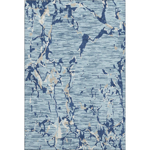 HomeRoots 10' Stylish Denim Blue, Ivory & Gray Striped Washable Area Rug with UV Protection for High-Traffic Homes 682049