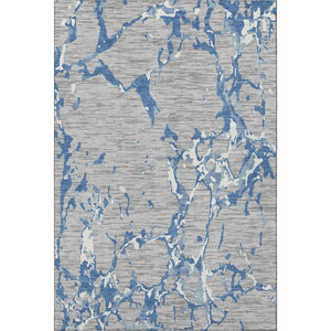 HomeRoots 5' X 8' Gray-Blue & Ivory Striped Area Rug - Washable, UV Protected, Stain Resistant for High-Traffic Use 682051