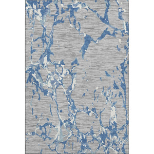 HomeRoots 10' Washable Gray-Blue & Ivory Striped Area Rug with UV Protection - Perfect for Busy Homes & Decor 682055