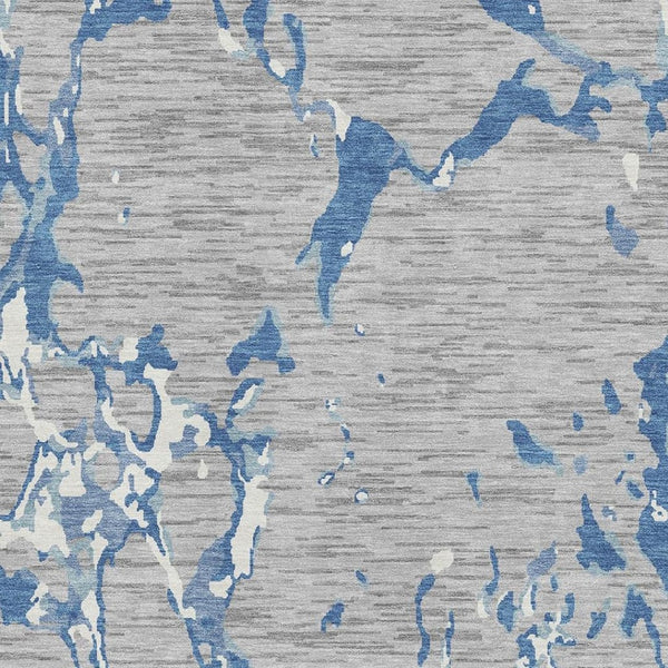 HomeRoots 10' Washable Gray-Blue & Ivory Striped Area Rug with UV Protection - Perfect for Busy Homes & Decor 682055