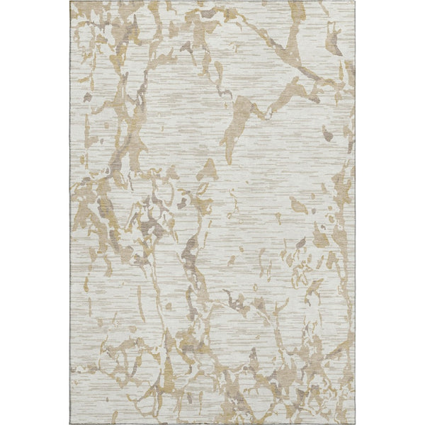 HomeRoots 5' X 8' Striped Ivory Beige Taupe Area Rug - UV Resistant, Washable, Durable for High-Traffic Spaces 682057