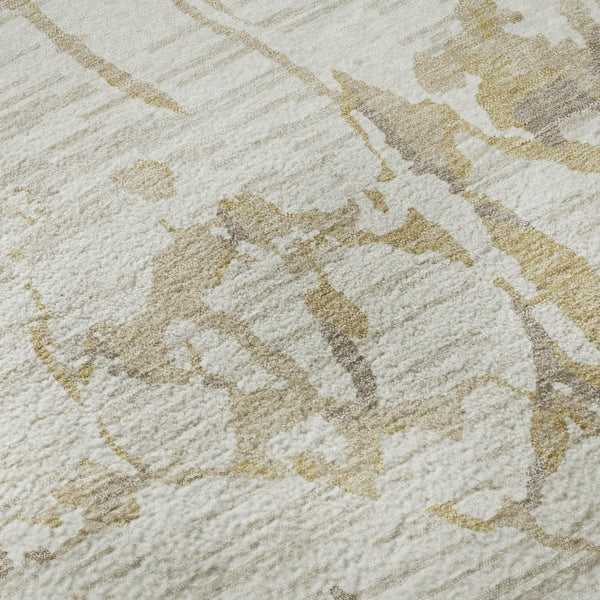 HomeRoots 8' X 10' Ivory Beige Taupe Striped Area Rug - Durable, Washable, UV Protected for Family Living Spaces 682059