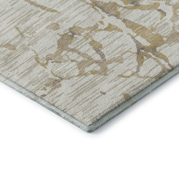 HomeRoots 9' X 12' Ivory Beige Taupe Striped Washable Area Rug – Durable, UV-Protected, Easy-Care Style for Homes 682060