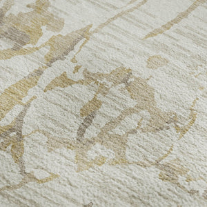 HomeRoots 9' X 12' Ivory Beige Taupe Striped Washable Area Rug – Durable, UV-Protected, Easy-Care Style for Homes 682060