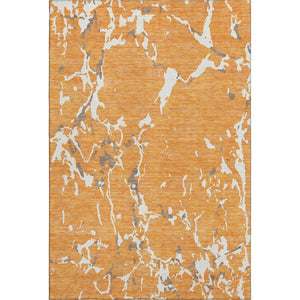 HomeRoots 8' X 10' Washable Orange, Ivory & Gray Striped Area Rug - Durable, UV-Protected for High-Traffic Spaces 682065