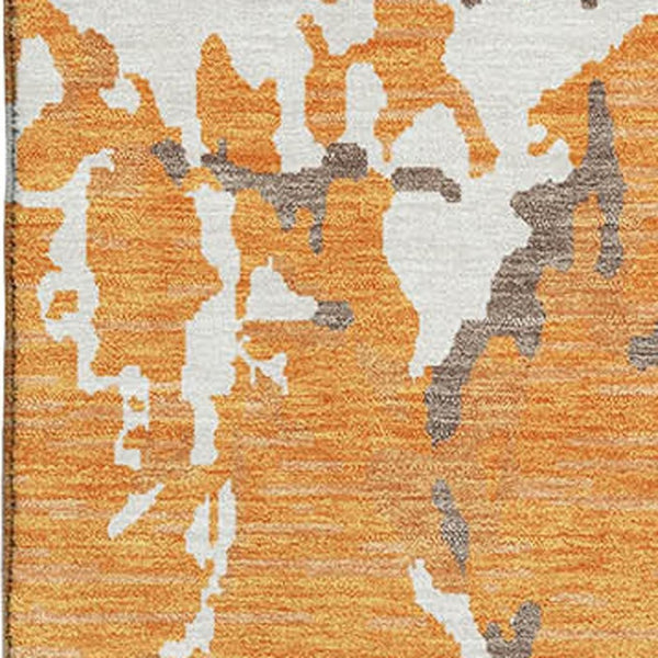 HomeRoots 8' X 10' Washable Orange, Ivory & Gray Striped Area Rug - Durable, UV-Protected for High-Traffic Spaces 682065