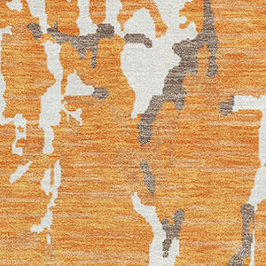 HomeRoots 10' X 14' Striped Washable Area Rug in Orange, Ivory & Gray - UV Protected, Durable & Stylish Design 682067