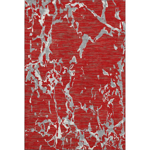 HomeRoots 5' X 8' Washable Striped Area Rug in Red, Gray & Ivory – Durable, Stain Resistant with UV Protection 682069