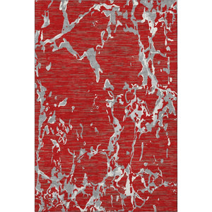 HomeRoots 5' X 8' Washable Striped Area Rug in Red, Gray & Ivory – Durable, Stain Resistant with UV Protection 682069