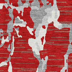 HomeRoots 8' X 10' Stylish Red Gray Ivory Striped Washable Area Rug with UV Protection for High-Traffic Spaces 682071