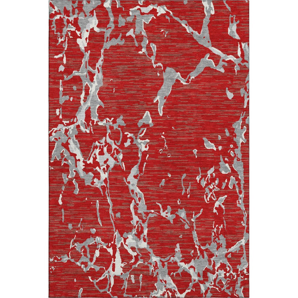 HomeRoots 9' X 12' Striped Red Gray Ivory Washable Area Rug with UV Protection for Pets & Kids - Durable Style! 682072