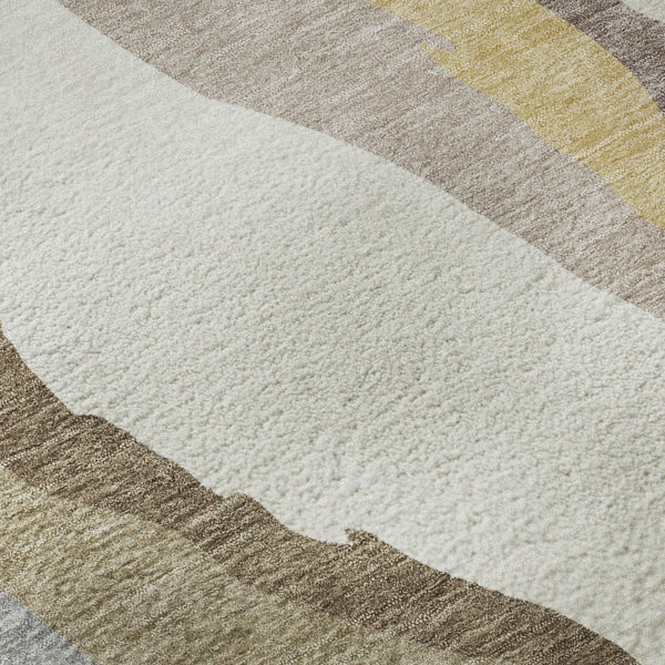 HomeRoots 8' X 10' Beige Gold Taupe Abstract Washable Area Rug - Durable, UV-Protected, Modern Elegance for Homes 682089
