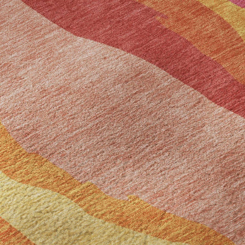 HomeRoots 5' X 8' Blush Orange & Wheat Abstract Washable Area Rug – Durable, Stylish, UV Protected for Every Room 682099