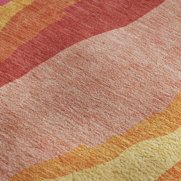HomeRoots 8' X 10' Washable Abstract Area Rug in Blush Orange & Wheat - UV Protected, Durable, Stain Resistant 682101