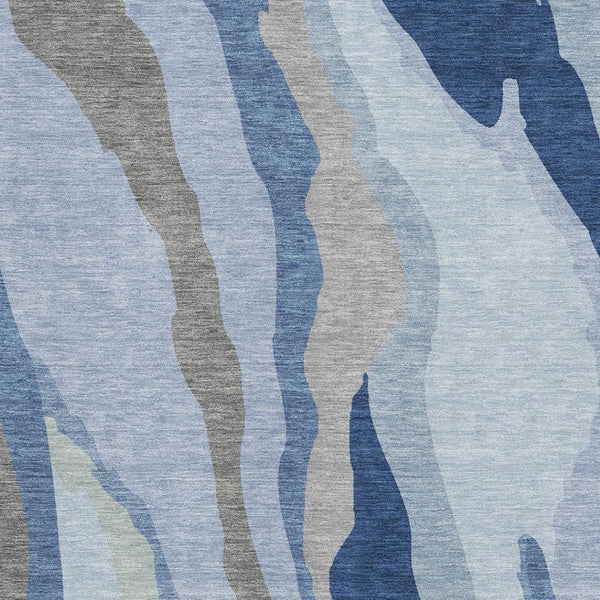 HomeRoots 5' X 8' Blue and Gray Abstract Area Rug - Washable, Stain Resistant, UV Protected for Everyday Use 682105