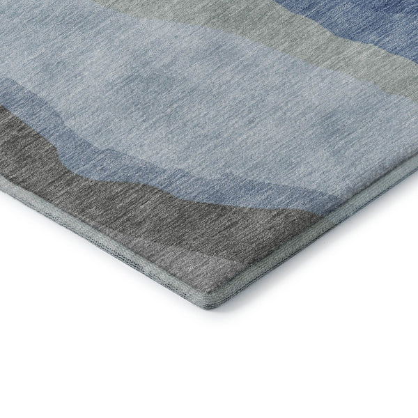 HomeRoots 8' X 10' Stylish Blue & Gray Abstract Washable Area Rug – Durable, UV-Protected, Easy-Clean Design 682107