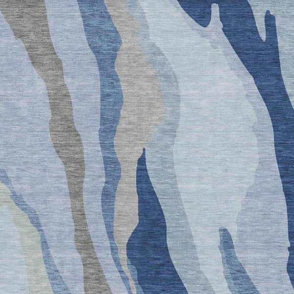 HomeRoots 10' X 14' Blue and Gray Abstract Area Rug – Washable, UV-Protected, Durable for High-Traffic Spaces 682109