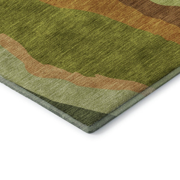 HomeRoots 5' X 8' Vibrant Green Copper Peach Abstract Area Rug - UV Protected, Washable & Stain Resistant! 682117