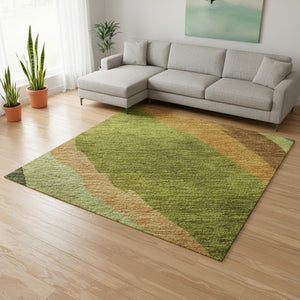 HomeRoots 8' X 10' Abstract Washable Area Rug in Green, Copper & Peach – UV Protected for Busy Homes & Pets 682119