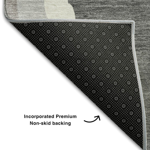 HomeRoots 9' X 12' Modern Gray Gold Charcoal Abstract Area Rug - Washable, UV Protected, Pet-Friendly Design 682126