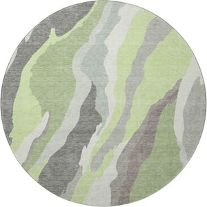 HomeRoots 8' Mint Green Abstract Round Rug with UV Protection - Washable, Stylish, Durable for Busy Homes 682130