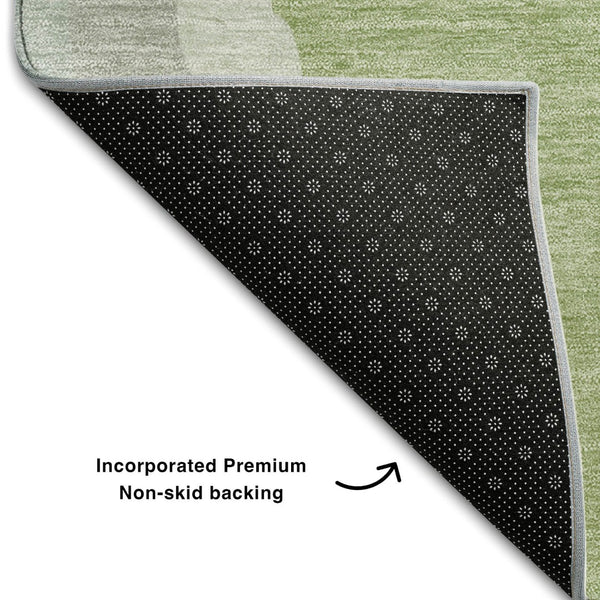 HomeRoots 8' X 10' Modern Mint Green and Ivory Abstract Area Rug - Washable, UV Protected, Stain Resistant Comfort 682131