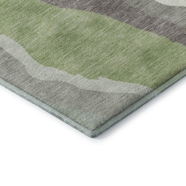 HomeRoots 8' X 10' Modern Mint Green and Ivory Abstract Area Rug - Washable, UV Protected, Stain Resistant Comfort 682131