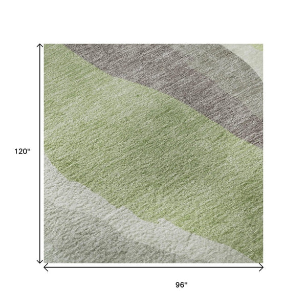 HomeRoots 8' X 10' Modern Mint Green and Ivory Abstract Area Rug - Washable, UV Protected, Stain Resistant Comfort 682131