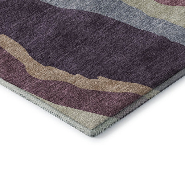 HomeRoots 8' Modern Washable Round Rug in Soft Plum, Ivory & Gray - UV-Protected, Stain-Resistant Design! 682136