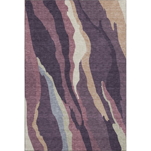 HomeRoots 9' X 12' Plum Ivory Gray Abstract Area Rug – Stylish, Washable, UV Protected for Modern Homes 682138