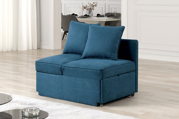 English Elm Contemporary Convertible Chair with Pull-Out Storage, Adjustable Headrest, Pillows, Modern Fabric Design Blue 26 L x 40 W x 22 H B011P299012