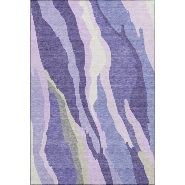 HomeRoots 5' Modern Abstract Washable Area Rug in Purple, Ivory & Gray – UV Protected & Stain Resistant! 682141