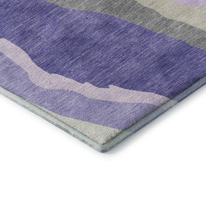 HomeRoots 5' Modern Abstract Washable Area Rug in Purple, Ivory & Gray – UV Protected & Stain Resistant! 682141