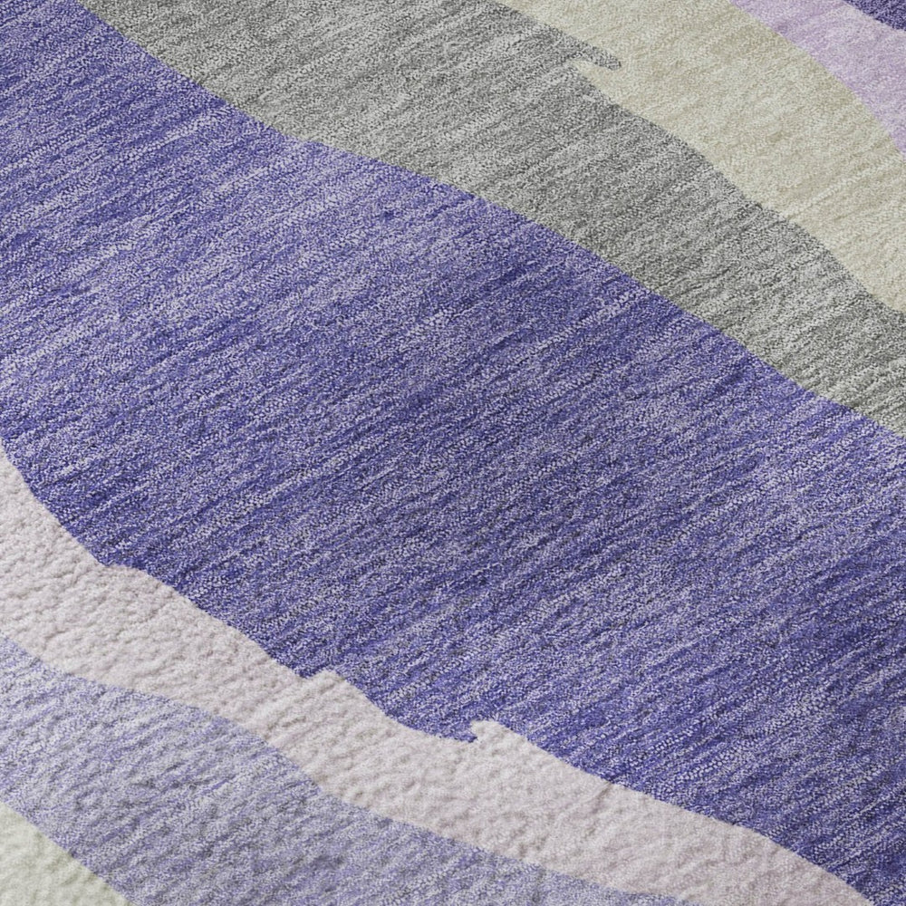 HomeRoots 5' Modern Abstract Washable Area Rug in Purple, Ivory & Gray – UV Protected & Stain Resistant! 682141